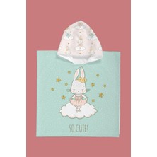 Evdek Ballerine Bunny Çocuk Panço Plaj Havlusu