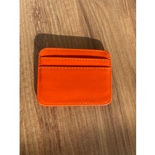 Para Bölmeli Ultra Ince Parlak Rugan Turuncu Kartlık Mini Cüzdan Aksesuar
