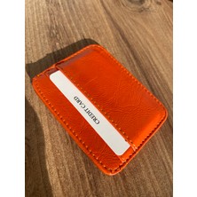 Para Bölmeli Ultra Ince Parlak Rugan Turuncu Kartlık Mini Cüzdan Aksesuar