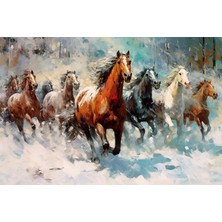 Aden Dekoratif Koşan Atlar Temalı Kanvas Tablo