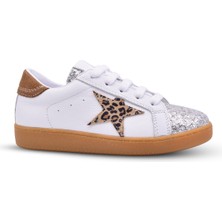 Diamond Kız Çocuk ve Kadın Hakiki Deri Pul Detaylı Beyaz Günlük Ayakkabı