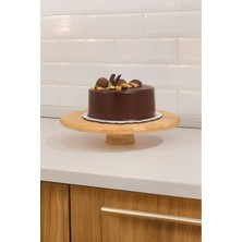 Arven - Bambu Ayaklı Servis Tabağı Meyve Kurabiye Kek Pasta Tatlı Yemek Sunum Tabağı 28 x 6 cm