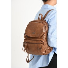 Yuzuco 571 Collection Suni Deri Yumuşak Dokumalı  Sırt Çantası Taba (MODEL: 571-11-12H)