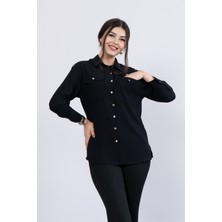 MissVina Omuz Apolet Detaylı Uzun Kol Gömlek 7996