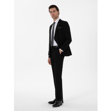 Cacharel Erkek Siyah Slim Fit Keten Karışımlı Takım Elbise 50306955-VR046