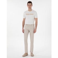 Pierre Cardin Erkek Bej Keten Karışımlı Slim Fit Kanvas Pantolon 50301767-VR011