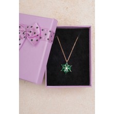 Jewelmim Yeşil Renkli Taşlı Lotus Çiçeği Gümüş Kolye 18 Ayar Rose Altın Kaplama Lotus Çiçeği Kolyesi 925 Ayar Gümüş Kadın Kolye | Bayan Zirkon Taşlı Lotus Kamelya Çiçeği Rose Gold Kadın Gümüş Kolye