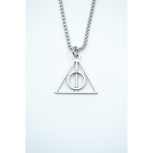 Harry Potter Ölüm Yadigarları Üçgen Gümüş Kaplama Örme Zincir Kolye