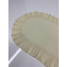 TeknoTrust Bej %100 Pamuklu Keten Oval Fırfırlı Runner 30x80 cm Şekil: Oval