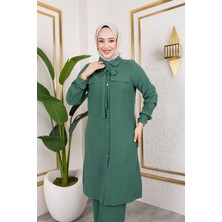 Flar Detaylı Ikili Tesettür TAKIM-3151 Yeşil