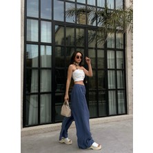 Minaaise Chıloe Modal Pileli Düşük Bel Pantolon İndigo