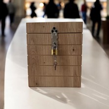 Moxo Creative Ahşap Tıpbox, Kilitli Bahşiş Kutusu, Kumbara, Dilek veya Şikayet Kutusu