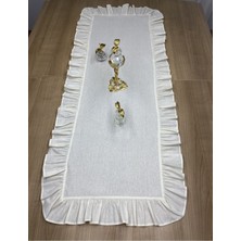 Teknotrust Pamuklu Ham Keten Fırfırlı Runner 40 x 140  cm