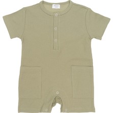 Petit Boom Baby Petitboom Baby Kız/erkek Bebek, Pamuklu, Waffle Kumaş, Tulum, Yağ Yeşili, Asker Yeşili