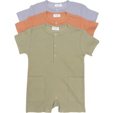 Petit Boom Baby Petitboom Baby Kız/erkek Bebek, Pamuklu, Waffle Kumaş, Tulum, Yağ Yeşili, Asker Yeşili