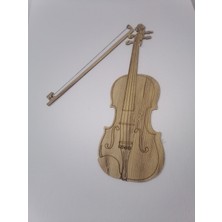 TeknoTrust Çocuklar için Ahşap MDF Lazer Kesim Keman, 18.5x51cm, 3mm, kahverengi, açık meşe
