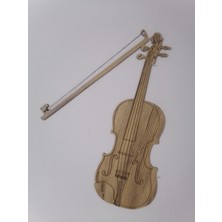 TeknoTrust Çocuklar için Ahşap MDF Lazer Kesim Keman, 18.5x51cm, 3mm, kahverengi, açık meşe