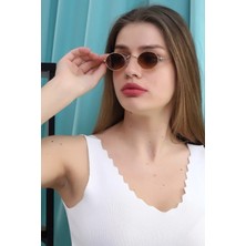 Mini Elips Güneş Gözlüğü – Gold & Kahverengi