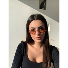 Mini Elips Güneş Gözlüğü – Gold & Kahverengi
