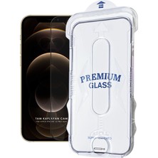 Evax (Magıcbox Tam) iPhone 12 Pro Max Uyumlu Kolay Kurulum Aparatlı Magic Tam Kaplayan Cam Ekran Koruyucu