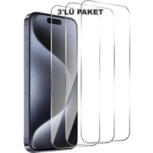 Evax 3'lü Paket iPhone 15 Pro Uyumlu Temperli Hd+ Cam Ekran Koruyucu (3'lü Paket)