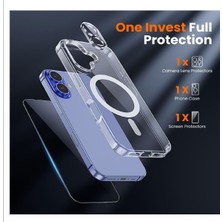 Evax (Hy+Mg+Lens) iPhone 16 Uyumlu 1 Hayalet Ekran Koruyucu + 1 Magsafe Kılıf + 1 Kamera Koruyucu