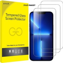 Evax 3'lü Paket iPhone 13 Pro Max Uyumlu Temperli Hd+ Cam Ekran Koruyucu (3'lü Paket)