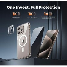 Evax (Hy+Mg+Lens) iPhone 16 Pro Uyumlu 1 Hayalet Ekran Koruyucu + 1 Magsafe Kılıf + 1 Kamera Koruyucu
