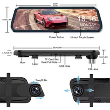 CC-63 Araç İçi Dikiz Aynası Kamerası – 128GB, 10” Tam Ekran Full HD, Park Modu, Geri Görüş Kamerası Türkçe