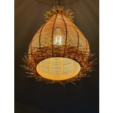 Mady Aksesuar Hasır, Rattan, Bambu Avize 30  cm  -Bohem Aydınlatma-Mutfak,antre,salon,ofis