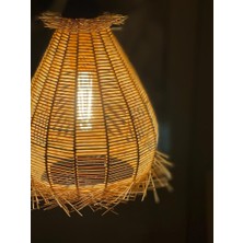 Mady Aksesuar Hasır, Rattan, Bambu Avize 30  cm  -Bohem Aydınlatma-Mutfak,antre,salon,ofis