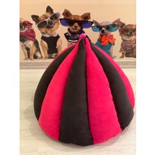 Mady Aksesuar Özel Tasarım Çadır Kedi Köpek Yatağı Pembe Gri 65 cm