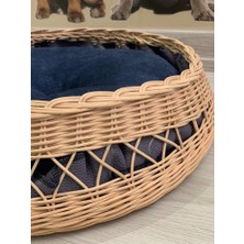 Mady Aksesuar Rattan Bambu Dekoratif Kedi Köpek Yatağı Mavi 42 cm