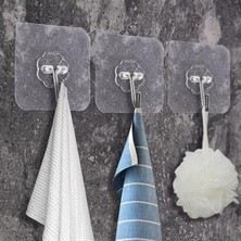 Buffer® Süper Güçlü Yapışkanlı Suya Dayanıklı Şeffaf Askı 5li Set Yeniden Kullanılabilir Kancalar