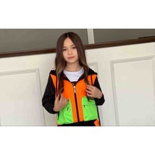 Poyraz Fashion Kids Kız Çocuk ve Erkek Çocuk Yağmurluk Kapişonlu  Içi File Astarlı Mont Hırka
