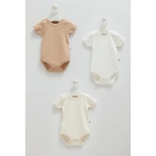Caramell Erkek Bebek Kahve Rengi 3'lü Kısa Kollu Body Seti –  Pamuk Günlük Kullanım Için Bebek Body