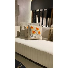 TeknoTrust Sarı Lale Nakışlı Kırlent Kılıfı 43x43cm, şık ve doğal dekorasyon için ideal