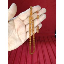 Anemore Collection Sıkma Kehribar Tesbih Beyzi Kesim Sarı Renk 10,5mmx6,5mm T-815