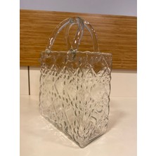 Plus Home Saksı Cam Çanta Model Dekoratif Desenli Kulplu Yükseklik 30  cm