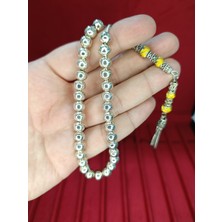 Anemore Collection GÜMÜŞ RENK KAPLAMA METAL TESBİH NAKKAŞ İMAME 8MM KÜRE KESİM T-809
