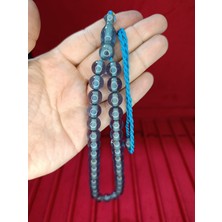 Anemore Collection Ateş Kehribar Tesbih Küre Kesim Mavi Renk 11,5 mm T-814