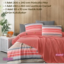 Beğenal Valeria Tassel Kiremit Renkli Çift Kişilik Püsküllü Pike Takımı
