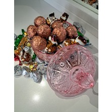 Evvel AVM Elmas Kesim Desenli Kapaklı Cam Şekerlik – Pembe Renk