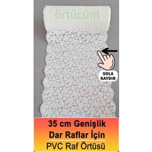 Teknotrust PVC dantel dolap içi raf örtüsü, mutfak ve sehpa için çok amaçlı beyaz tasarım 35 cm x 5 Mt