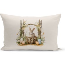 Ilkbahar Serisi Çift Tarafı Dijital Baskılı Kırlent Kılıfı (Spring Easter Paskalya Cushion Cover)
