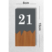 Dikey Metal Kompozit - Ahşap Apartman -Daire Otel Ofis Kapı Numarası Antrasit - Kapı NO21