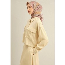 Armine 2025 Desenli Saf Ipek Twill Eşarp 9319-82