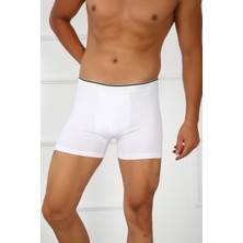 Moda Serdem Erkek Büyük Beden Pamuklu Likralı Boxer Beyaz 40134