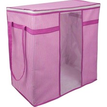 Ozcmax Pencereli Saklama Hurcu - Pembe Beyaz Çizgili