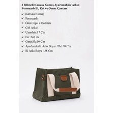Otkokusu 2 Bölmeli Kanvas Kumaş Ayarlanabilir Askılı Fermuarlı El  Kol ve Omuz Çantası